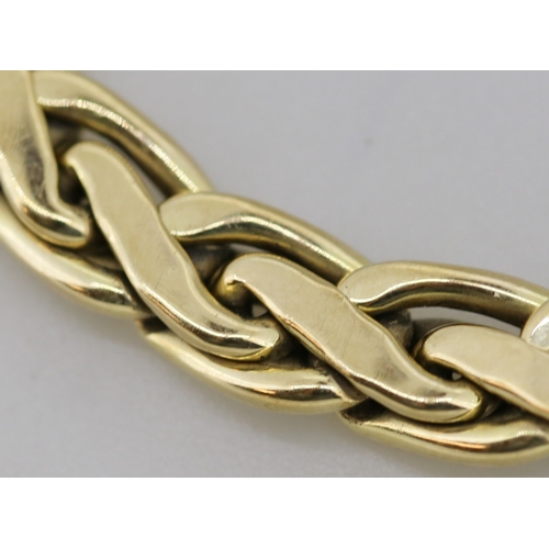 20 - 9 Carat Yellow and White Gold Flat Wheat Link Bracelet 20cm Long