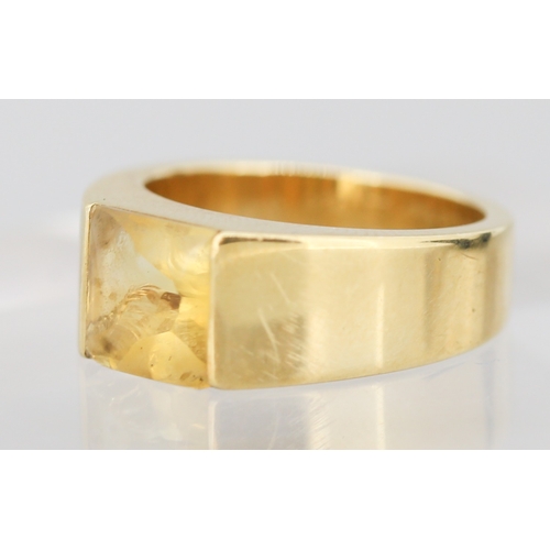22 - Cartier Tank Ring Single Stone Set with Citrine Mounted in 18 Carat Yellow Gold Ring Size N