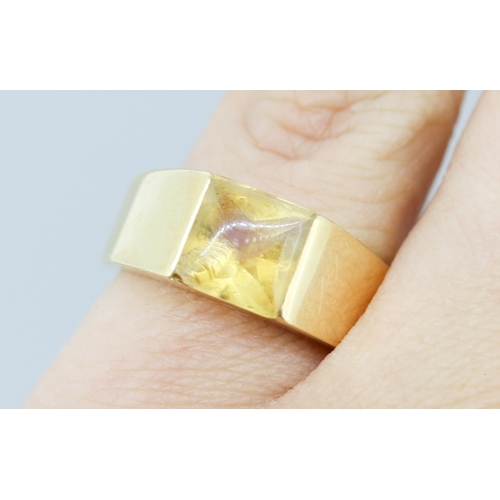 22 - Cartier Tank Ring Single Stone Set with Citrine Mounted in 18 Carat Yellow Gold Ring Size N