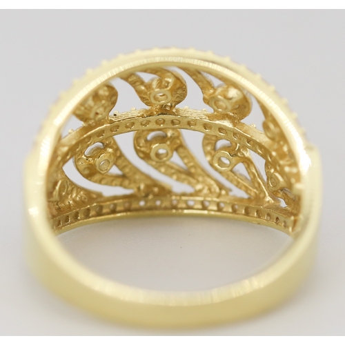 27 - Unusual Form White Topaz Set Droplet Motif Cluster Ring Mounted in 18 Carat Yellow and White Gold Ri... 