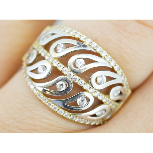27 - Unusual Form White Topaz Set Droplet Motif Cluster Ring Mounted in 18 Carat Yellow and White Gold Ri... 