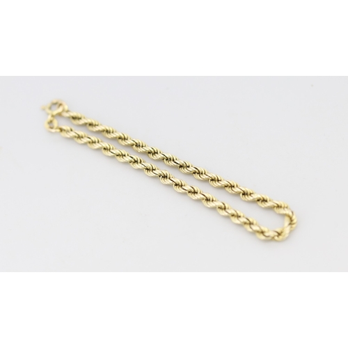 34 - 9 Carat Yellow Gold Rope Chain Bracelet 18.5cm Long