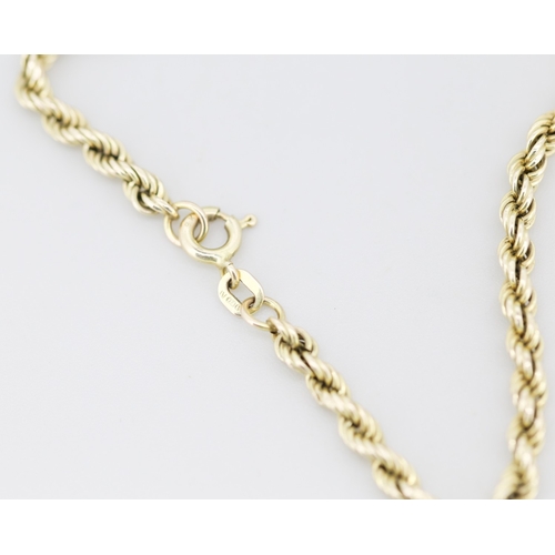 34 - 9 Carat Yellow Gold Rope Chain Bracelet 18.5cm Long