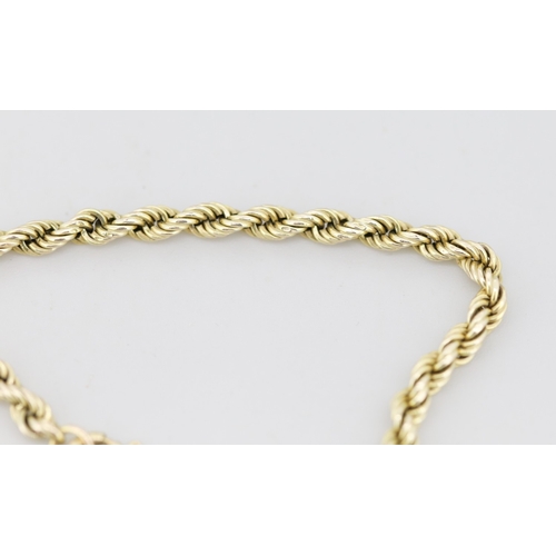 34 - 9 Carat Yellow Gold Rope Chain Bracelet 18.5cm Long