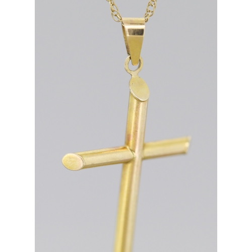 37 - 9 Carat Yellow Gold Cross Pendant 3.5cm High Set on 9 Carat Yellow Gold Chain 46cm Long