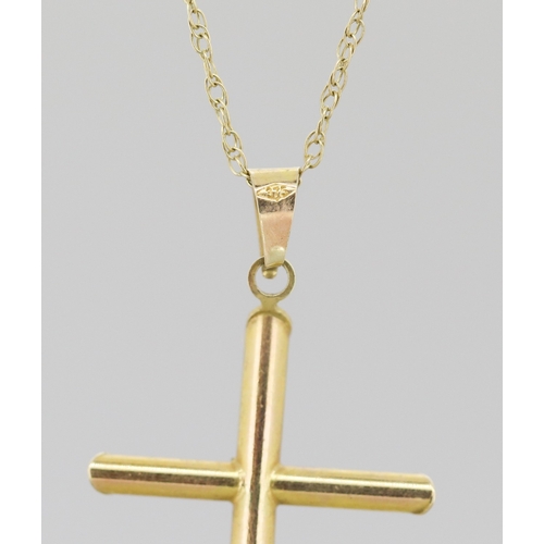 37 - 9 Carat Yellow Gold Cross Pendant 3.5cm High Set on 9 Carat Yellow Gold Chain 46cm Long