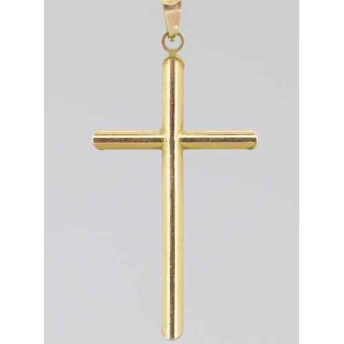 37 - 9 Carat Yellow Gold Cross Pendant 3.5cm High Set on 9 Carat Yellow Gold Chain 46cm Long