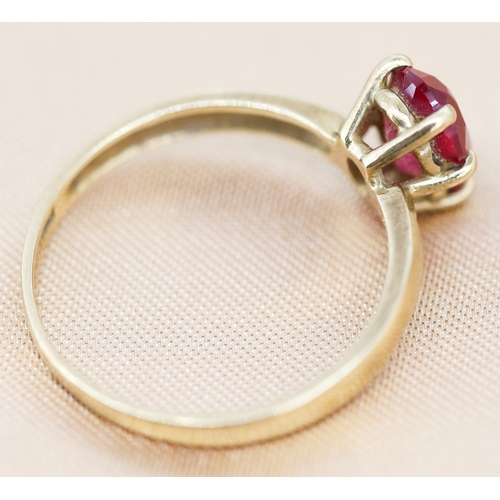 38 - Ruby Set Single Stone Ring Mounted in 9 Carat Yellow Gold Ring Size N