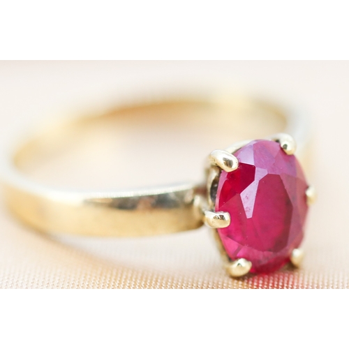 38 - Ruby Set Single Stone Ring Mounted in 9 Carat Yellow Gold Ring Size N