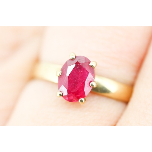 38 - Ruby Set Single Stone Ring Mounted in 9 Carat Yellow Gold Ring Size N