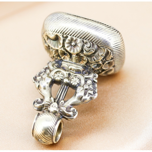39 - Finely Detailed Citrine Set Fob Pendant Floral Motifs Mounted in 10 Carat Gold 4cm High