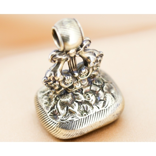 39 - Finely Detailed Citrine Set Fob Pendant Floral Motifs Mounted in 10 Carat Gold 4cm High