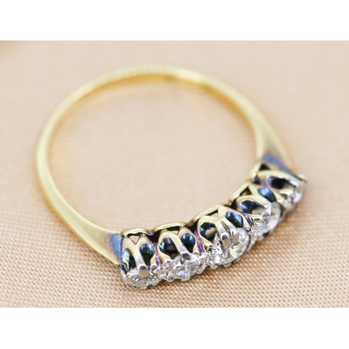 40 - Diamond Five Stone Graduated Form Ring Mounted in 18 Carat Yellow Gold Ring Size K and a Half
