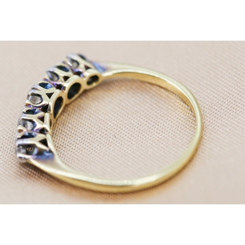 40 - Diamond Five Stone Graduated Form Ring Mounted in 18 Carat Yellow Gold Ring Size K and a Half