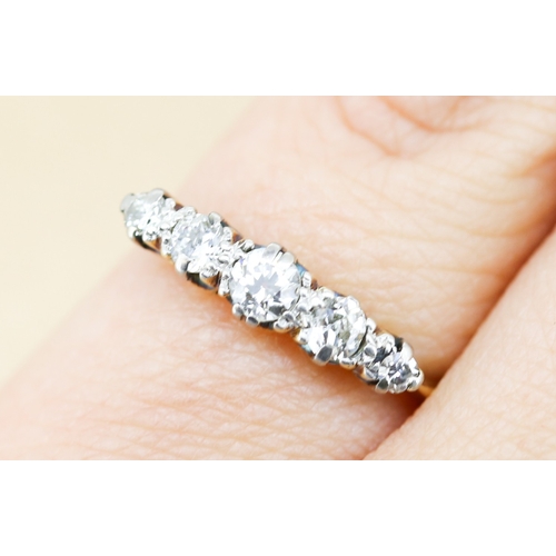 40 - Diamond Five Stone Graduated Form Ring Mounted in 18 Carat Yellow Gold Ring Size K and a Half