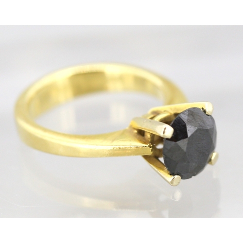 45 - Black Diamond Solitaire Ring Mounted in 18 Carat Yellow Gold, Total Diamond Carat Weight Approximate... 