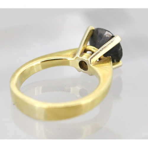 45 - Black Diamond Solitaire Ring Mounted in 18 Carat Yellow Gold, Total Diamond Carat Weight Approximate... 