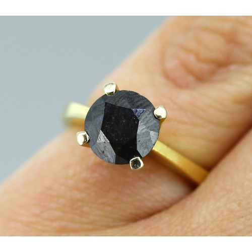45 - Black Diamond Solitaire Ring Mounted in 18 Carat Yellow Gold, Total Diamond Carat Weight Approximate... 
