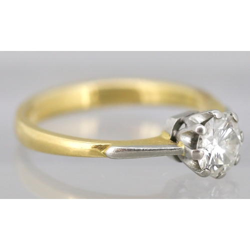 50 - Diamond Solitaire Ring Eight Claw Set in Platinum Mounted on 18 Carat Yellow Gold Ring Size N