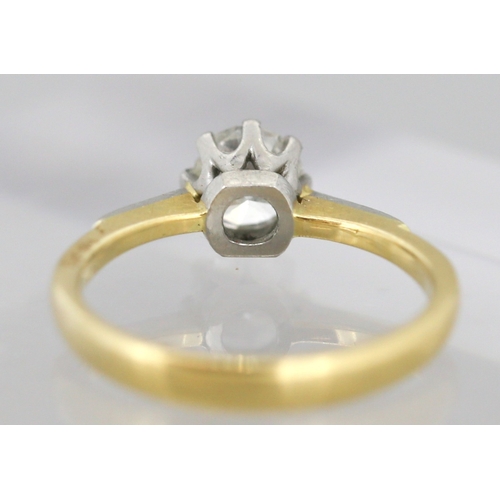 50 - Diamond Solitaire Ring Eight Claw Set in Platinum Mounted on 18 Carat Yellow Gold Ring Size N