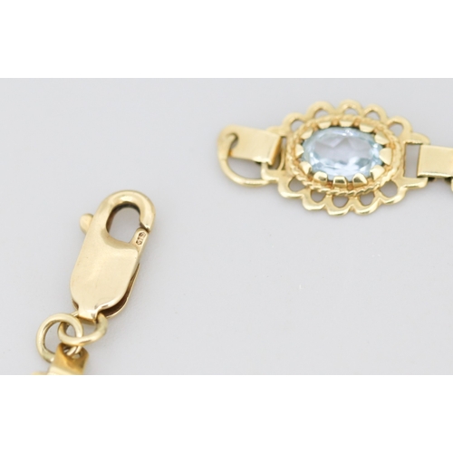 56 - Finely Detailed Citrine, Amethyst, Garnet and Aquamarine Set Bracelet Mounted in 9 Carat Yellow Gold... 