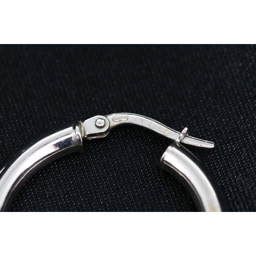 58 - Pair of 9 Carat White Gold Hoop Earrings 2.5cm Diameter
