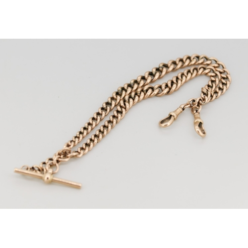 6 - 9 Carat Rose Gold Graduated Form T-Bar Pocket Watch Chain or Necklace, 40 cm Long