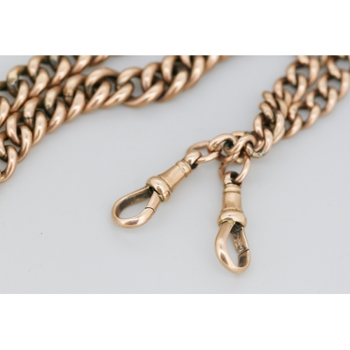 6 - 9 Carat Rose Gold Graduated Form T-Bar Pocket Watch Chain or Necklace, 40 cm Long