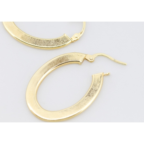 60 - Pair of Attractively Detailed 9 Carat Yellow Gold Oval Form Hoop Earrings 2.5cm High