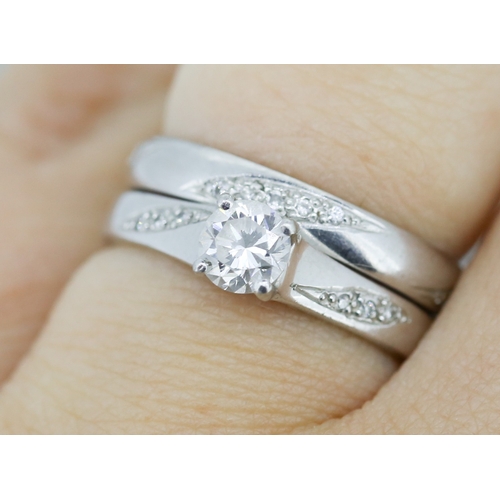 8 - Round Brilliant Cut Diamond Solitaire Ring with Further Diamond Inset to Shoulders Centre Stone .52 ... 