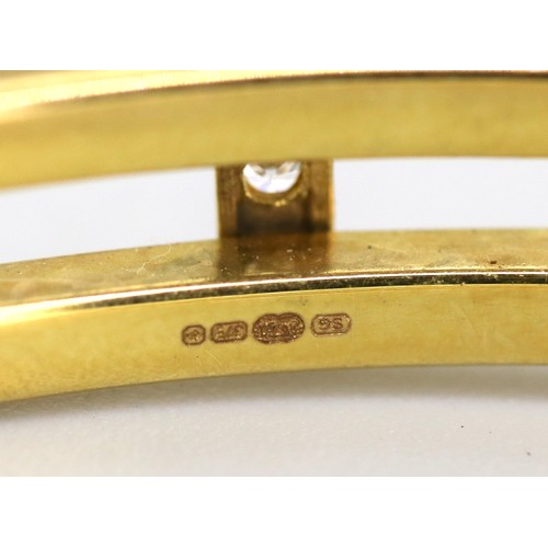 4 - 9 Carat Yellow Gold Twin Bar Bangle Bracelet with Gemstone Insets, Inner Width 6cm