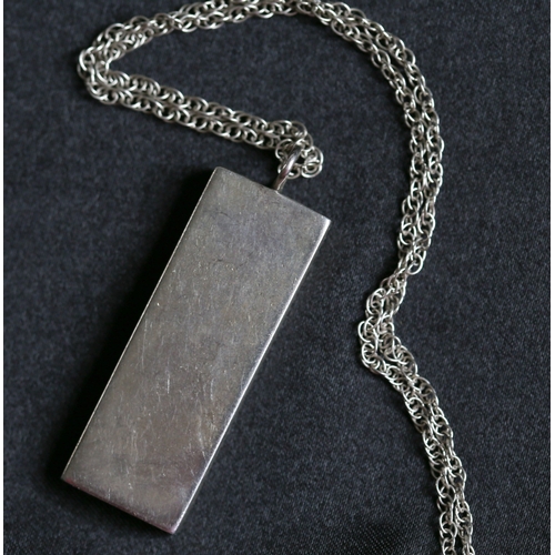 1 - Sterling Silver Ingot Pendant 4cm High, Hallmarked S P S & Co, Brimingham 1979 with Sterling Silver ... 