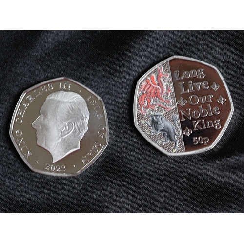 13 - Two Sterling Silver Commemorative 50 Pence Coins 'Long to Reign Over Us God Save The King' and 'Love... 