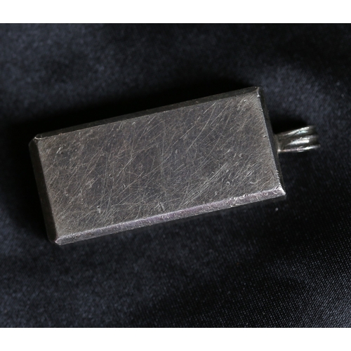 15 - Sterling Silver Ingot Pendant 4cm High, Hallmarked London 1977 54 Grams