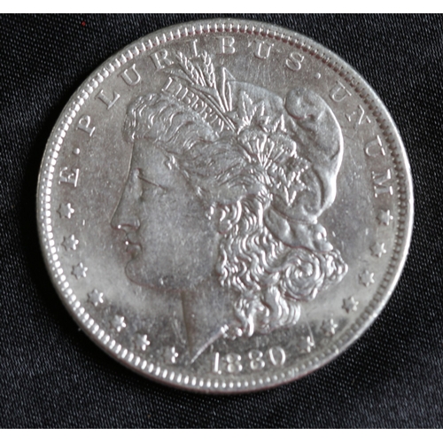19 - Silver United States of America Morgan Dollar Coin 1880 - 90% Silver 27.2g