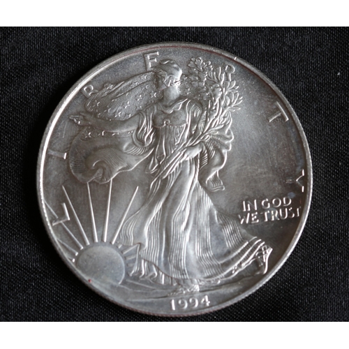20 - One Ounce Fine 999 Silver United States of America Eagle Dollar Coin 1994