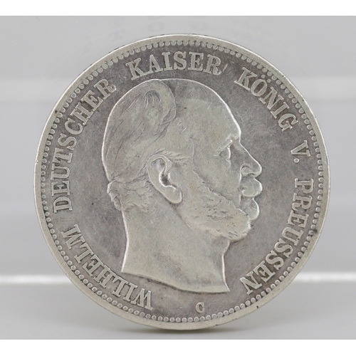 30 - Silver German States 5 Mark Coin Imperial Eagle of the German Empire 1876, 90% Silver 28.1g