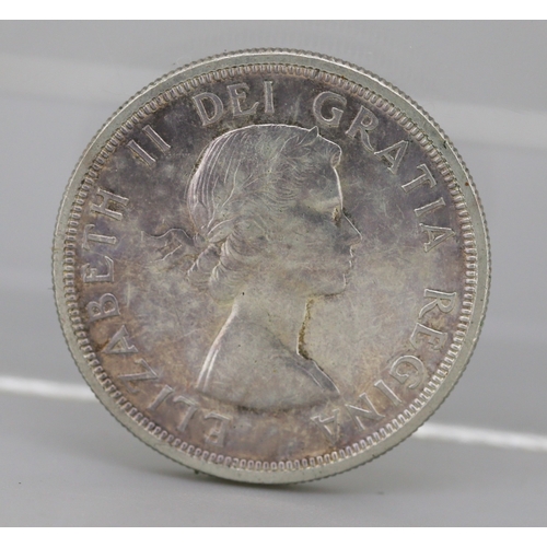 42 - Silver Canada Dollar Coin 'Voyageur' Queen Elizabeth II 1954 - 80% Silver 22.6g