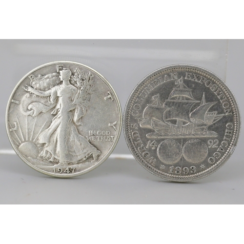 48 - Silver United States of America Walking Liberty Half Dollar Coin 1947 - 90% Silver and Silver US Col... 