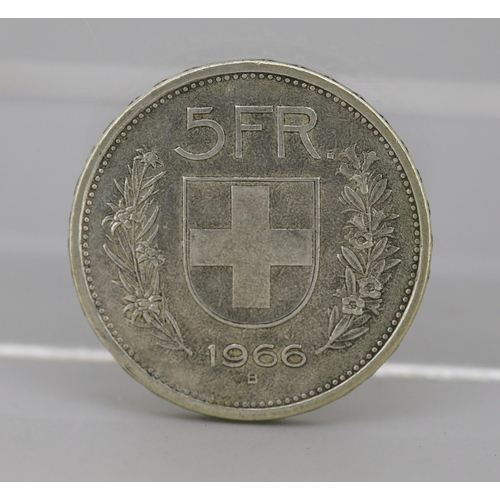 49 - Silver Swiss 5 Francs Coin Confoederatio Helvetica 1955 - 83.5% Silver 16.3g