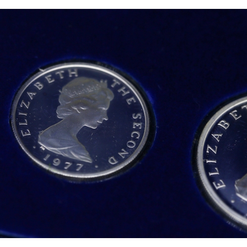 54 - Sterling Silver Isle of Man Proof Coin Set, Queen Elizabeth II 1977, Probjoy Mint with Original Pres... 