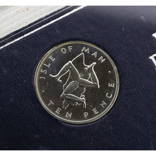 55 - Sterling Silver Isle of Man Decimal Coin Set, Queen Elizabeth 1976, Probjoy Mint Encapsulated with O... 
