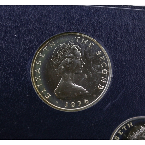 55 - Sterling Silver Isle of Man Decimal Coin Set, Queen Elizabeth 1976, Probjoy Mint Encapsulated with O... 