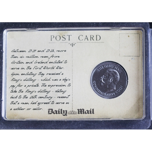 6 - First World War Commemorative King's Shilling Reproduction Coin, Daily Mail Post Card