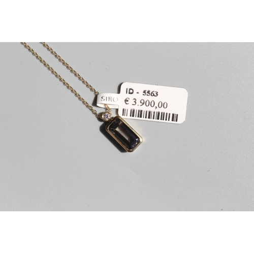 10 - Baguette Cut Tourmaline Bezel Set Pendant with Diamond Bezel Set Bail, Mounted in 18 Carat Yellow Go... 