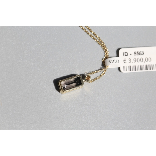 10 - Baguette Cut Tourmaline Bezel Set Pendant with Diamond Bezel Set Bail, Mounted in 18 Carat Yellow Go... 