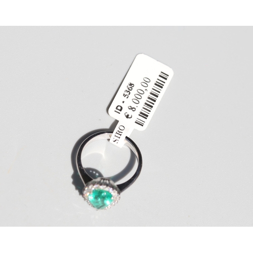 11 - Attractively Detailed, Pear Cut Colombian Emerald Set Ring with Diamond Set Surround, Mounted in 18 ... 