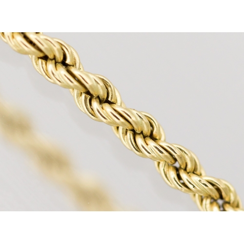 19 - 9 Carat Yellow Gold Rope Chain Necklace, 46cm Long