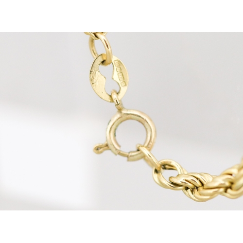 19 - 9 Carat Yellow Gold Rope Chain Necklace, 46cm Long