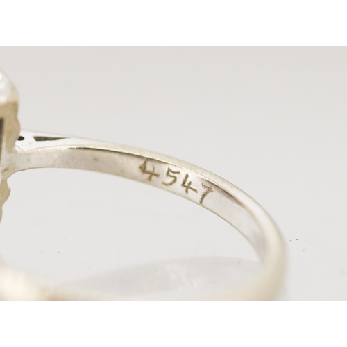 22 - Sapphire Set Ring with Diamond Set Square Halo, Mounted in 18 Carat White Gold, Ring Size N